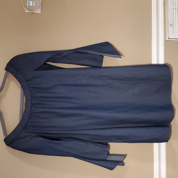 Tibi Off The Shoulder Chambray Mini Dress In Dark Blue Denim Size 4 NWOT'S - Picture 5 of 10